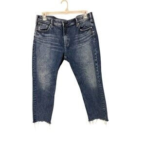 Silver Jeans Avery Skinny Cut Off Capri Blue Size 36 Waist Measures 39